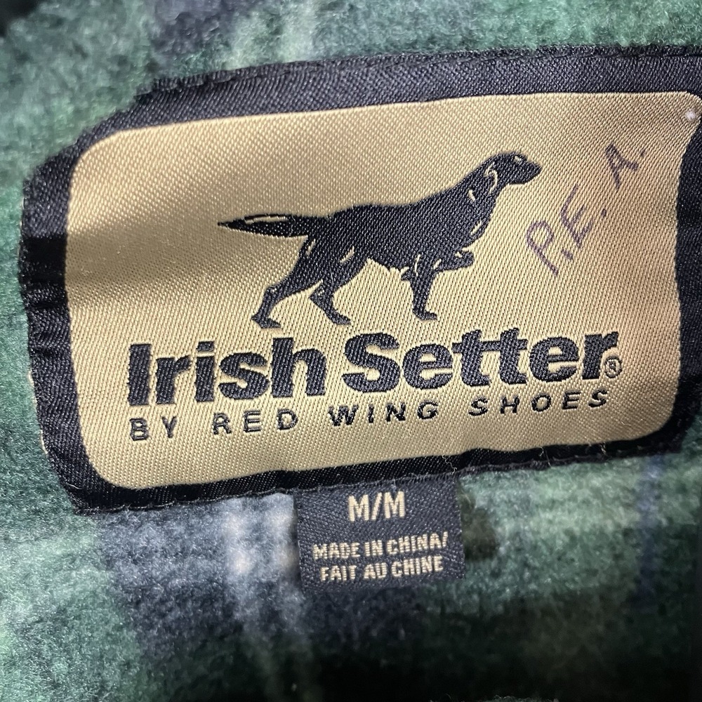 Green Plaid Button Down Fleece Irish Setter Men's Size M Long Sleeve Shirt - Picture 4 of 7